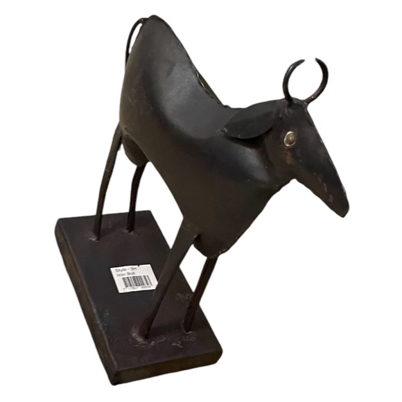 Reclaimed Hand Crafted Forged Cow Metal Sculpture - Picture 3 of 8